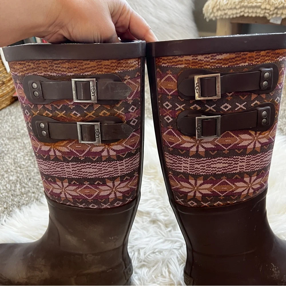 Ugg | Dark Mauve Patterned Rainboots - Picture 6 of 11